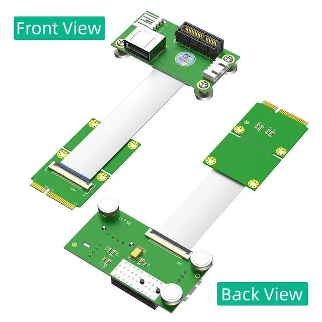 Alt view image 6 of 7 - Mini PCI-E to Vertical PCI-E 1X + USB2.0 Riser Card with Magnetic Pads 4Pin Power Input Support for X4 X8 X16 (25CM)