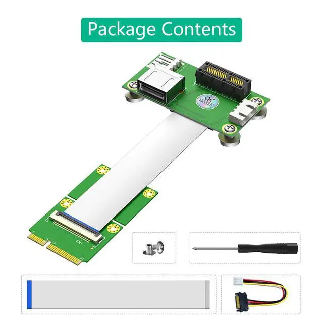 Alt view image 7 of 7 - Mini PCI-E to Vertical PCI-E 1X + USB2.0 Riser Card with Magnetic Pads 4Pin Power Input Support for X4 X8 X16 (25CM)