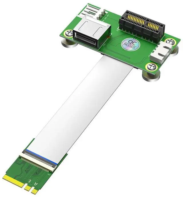 Main image of NGFF M.2 Key A + E to PCI-E 1X + USB2.0 Riser Card with Magnetic Pads 4Pin Power Input Support for X4 X8 X16 (25cm)