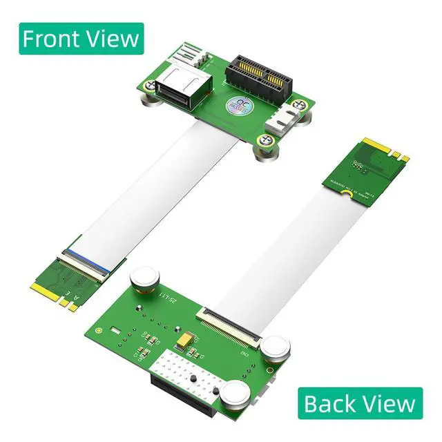 Alt view image 7 of 7 - NGFF M.2 Key A + E to PCI-E 1X + USB2.0 Riser Card with Magnetic Pads 4Pin Power Input Support for X4 X8 X16 (25cm)