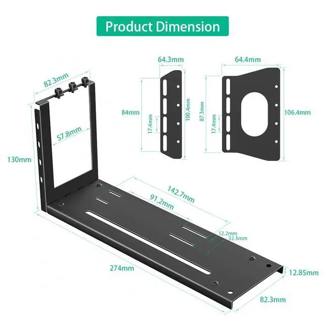 Alt view image 3 of 7 - 3-Slot Vertical GPU Mount Bracket Black Graphics Card Holder for External GPU Docking Station