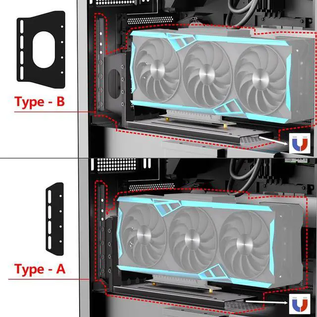 Alt view image 4 of 7 - 3-Slot Vertical GPU Mount Bracket Black Graphics Card Holder for External GPU Docking Station