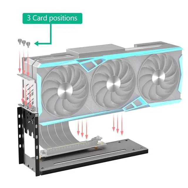 Alt view image 2 of 7 - 3-Slot Vertical GPU Mount Bracket Black Graphics Card Holder for External GPU Docking Station