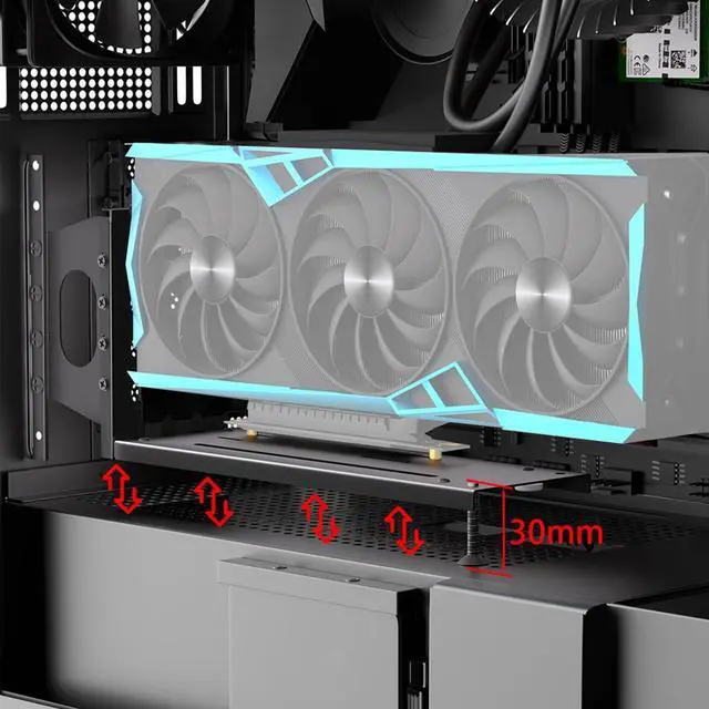Alt view image 5 of 7 - 3-Slot Vertical GPU Mount Bracket Black Graphics Card Holder for External GPU Docking Station