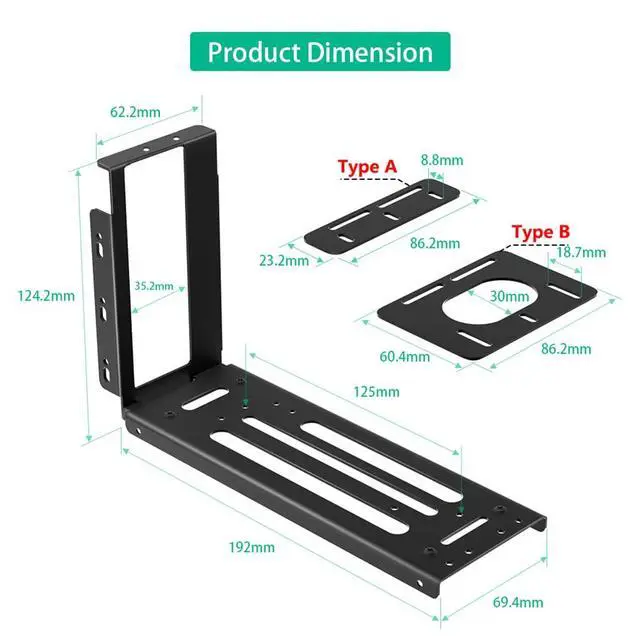 Alt view image 3 of 7 - Vertical GPU Mount Bracket 2 Slots Graphics Card Holder for Computer eGPU Dock External GPU Docking Station (Black)