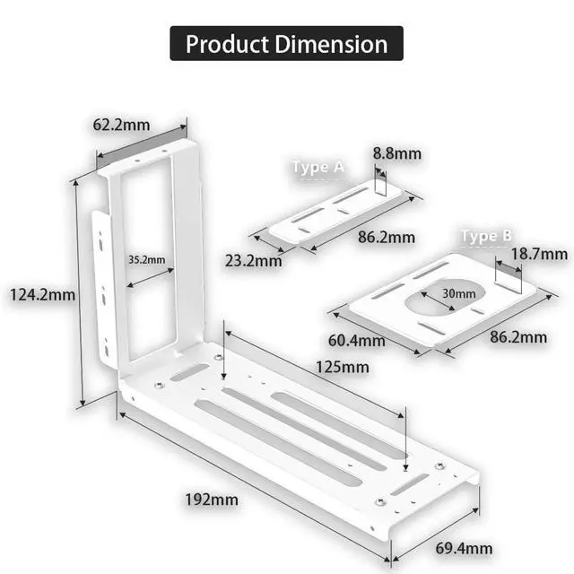 Alt view image 3 of 7 - Vertical GPU Mount Bracket 2 Slots Graphics Card Holder for Computer eGPU Dock External GPU Docking Station (White)