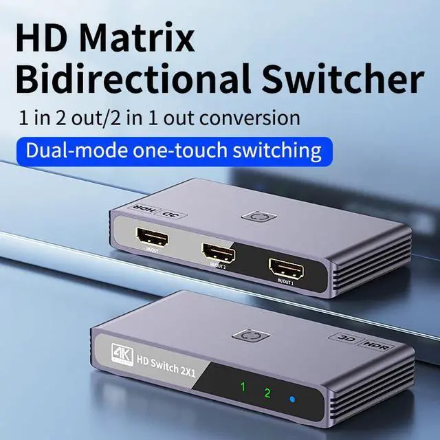 Alt view image 2 of 7 - 1 to 2 Audio Bi-Direction Switcher 4K HD 60Hz Display Audio Video Extender Compatible with HDMI PS4 PS5 TV Box Monitor