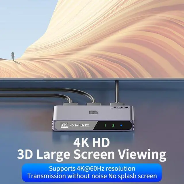 Alt view image 5 of 7 - 1 to 2 Audio Bi-Direction Switcher 4K HD 60Hz Display Audio Video Extender Compatible with HDMI PS4 PS5 TV Box Monitor