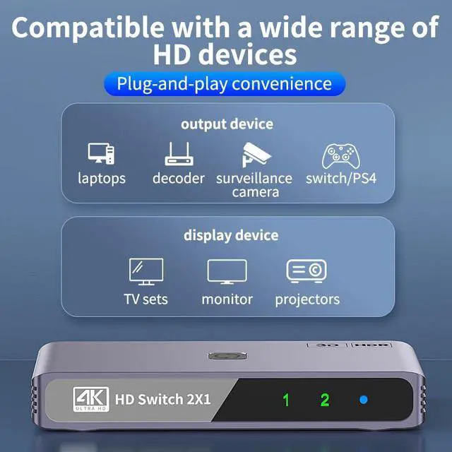 Alt view image 6 of 7 - 1 to 2 Audio Bi-Direction Switcher 4K HD 60Hz Display Audio Video Extender Compatible with HDMI PS4 PS5 TV Box Monitor