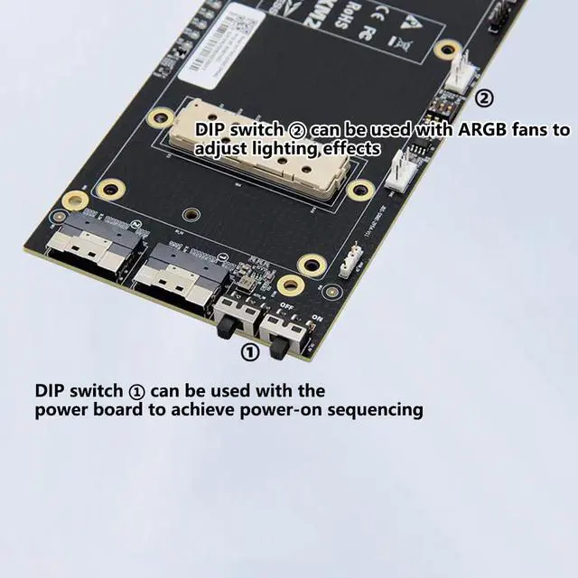 Alt view image 3 of 6 - SlimSAS to SXM2 Single-Channel Direct Pass-Through Backplane PCIe3.0 X16 8GT/s with 2X 8pin GPU Power Support External V100 Graphics Card (Backplane)