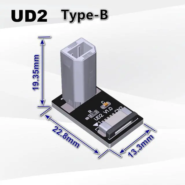 Alt view image 3 of 3 - ADT-UD USB Socket Male Female Test PCB Board Connector USB 2.0/480Mbps Compatible with Raspberry Pi Rock Pi 4 MCU Development Board (UD2)
