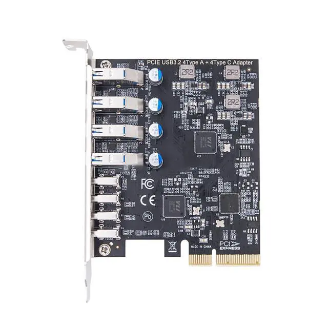Alt view image 3 of 6 - PCI-E 4X to 8Ports Expansion Card 4Port USB-C + 4 Type-A 10Gbps+10Gbps MCA912 for Full Height Baffle PC Desktop