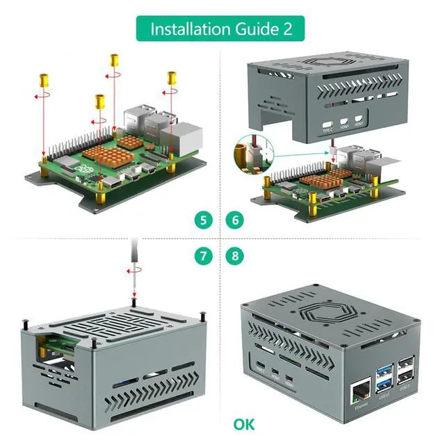 Alt view image 7 of 7 - Pi 5 Aluminum Case with PWM Fan Heatsink Compatible with Raspberry Pi 5, X1000 X1001 X1003 N04 N05 PCIe Peripheral Board