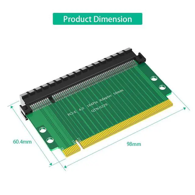 Alt view image 7 of 7 - PCI-E 4.0 16x to 16x Riser Card 180 Degree High Speed Riser Card 4-Layered PCB Design for PCI-E Expansion