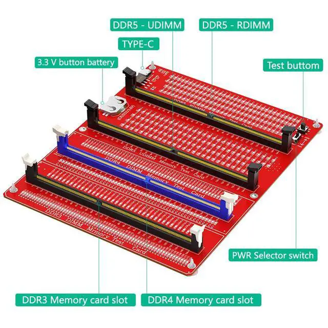 Alt view image 2 of 7 - Desktop Computer Memory Stick Tester Compatible with DDR3/4/5 RDIMM/UDIMM Memory Card