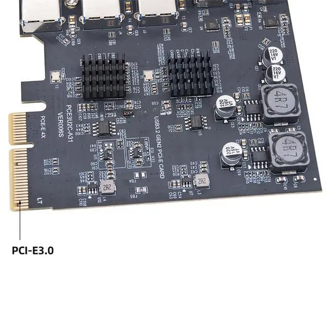 Alt view image 5 of 6 - PCIE 4X to USB3.2 Expansion Card 10Gbps USB A USB C Dual Chip Board GEN2 MCA570 Compatible with Win10 WIN11 Linux (3C+2A Interface)