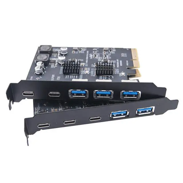 Alt view image 6 of 6 - PCIE 4X to USB3.2 Expansion Card 10Gbps USB A USB C Dual Chip Board GEN2 MCA570 Compatible with Win10 WIN11 Linux (3C+2A Interface)