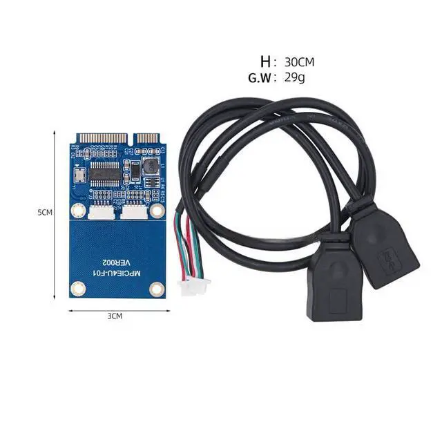 Alt view image 3 of 5 - Mini PCI-E to Dual-Port USB2.0 Expansion Card 480Mbps MCA522 Compatible with Win7/8/10/11