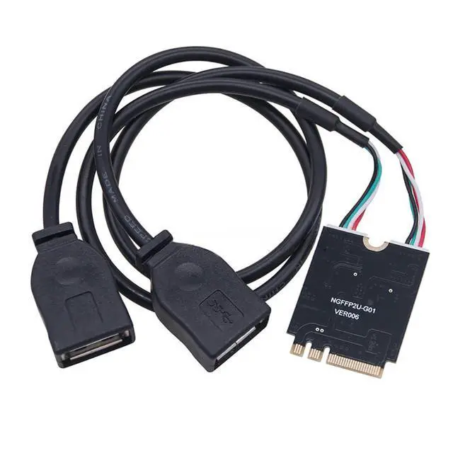 Alt view image 2 of 4 - M.2 Key A+E to Dual USB 2.0 Port Expansion Card 480Mbps MCA527 Compatible with WinXP/2003/VISTA/2008/7/8/10/1132/64BIT