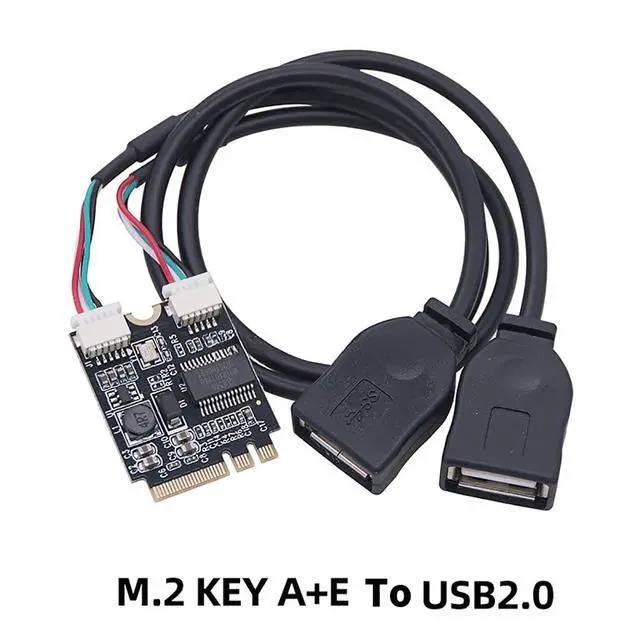 Alt view image 4 of 4 - M.2 Key A+E to Dual USB 2.0 Port Expansion Card 480Mbps MCA527 Compatible with WinXP/2003/VISTA/2008/7/8/10/1132/64BIT