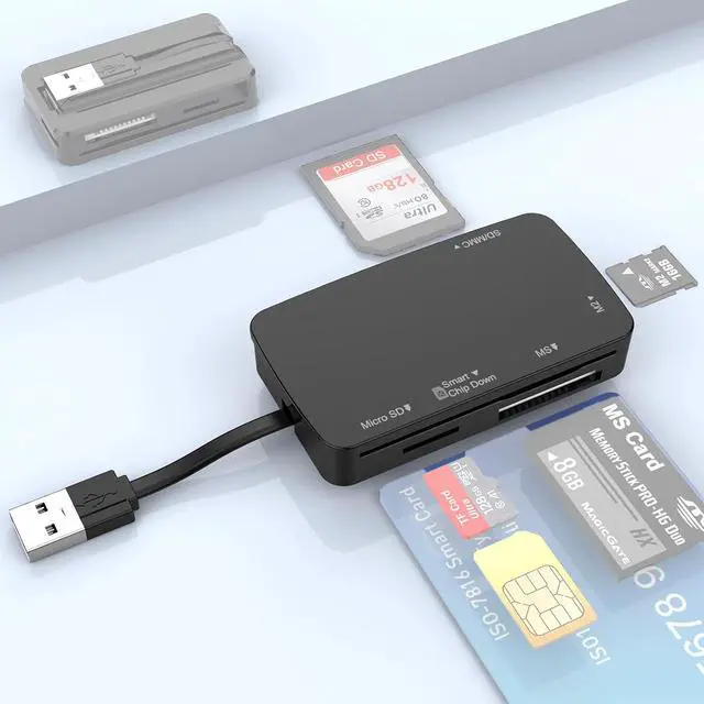 Alt view image 2 of 5 - 6in1 USB2.0 Smart Card Reader 480Mbps CR337 Compatible with Micro SD MS M2 SD/MMC IC ID SIM CAC DNIE ATM Bank Card