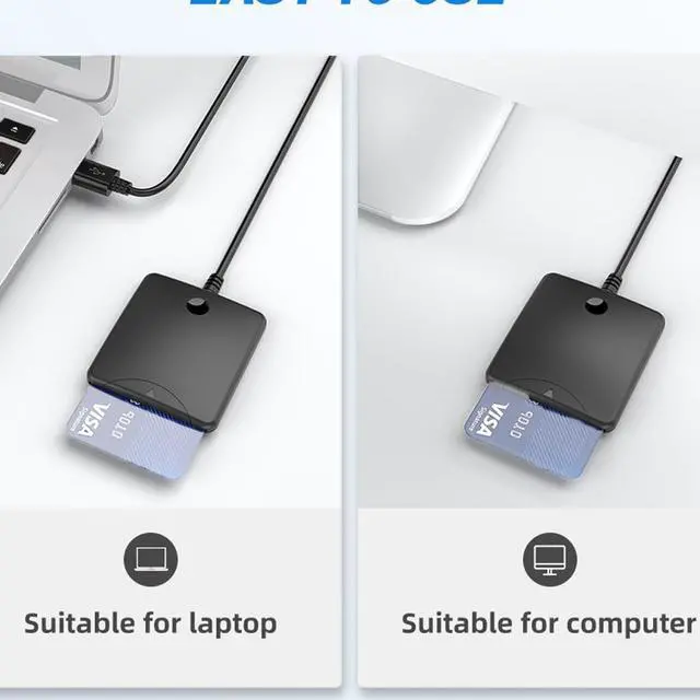 Alt view image 3 of 7 - Bank Card Reader USB2.0 ISO7816 Smart Card Reader CR334 for IC/ID/SIM ATM Bank Card SIM Card Compatible with Wins 7 8 10 Linux