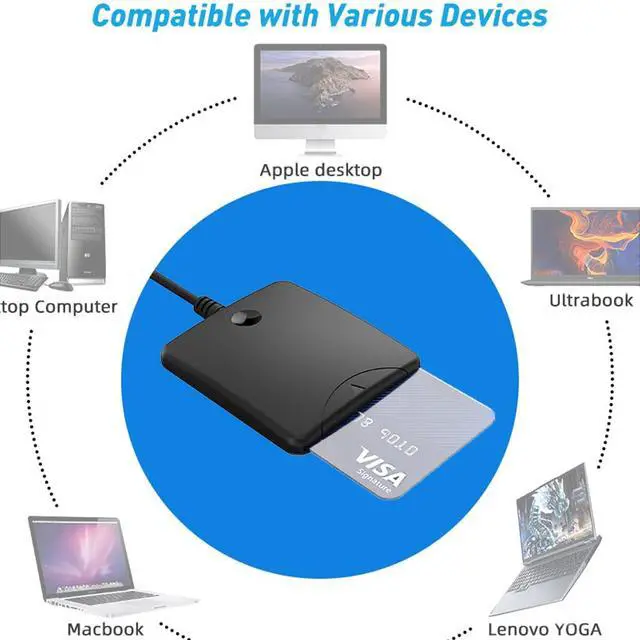 Alt view image 4 of 7 - Bank Card Reader USB2.0 ISO7816 Smart Card Reader CR334 for IC/ID/SIM ATM Bank Card SIM Card Compatible with Wins 7 8 10 Linux