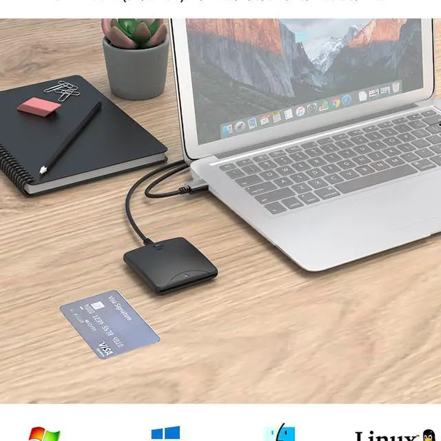 Alt view image 7 of 7 - Bank Card Reader USB2.0 ISO7816 Smart Card Reader CR334 for IC/ID/SIM ATM Bank Card SIM Card Compatible with Wins 7 8 10 Linux