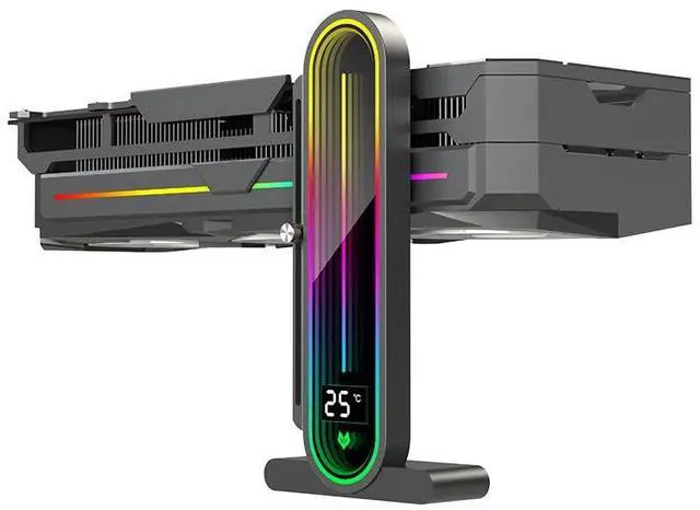 Main image of Temperature Displaying GPU Stand ARGB Infinity Graphics Card Support Adjustable 5V 3PIN Video Card Holder Anti-sag Bracket Magnetic Base Display Card Brace Rack PC Graphic Card Accessories (Black)