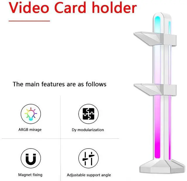 Alt view image 2 of 7 - Graphics Card Stand Frame Holder Bracket Desktop 5V 3Pin ARGB Video Card GPU Brace Support for Chassis Motherboard Graphics Card Accessories (White)