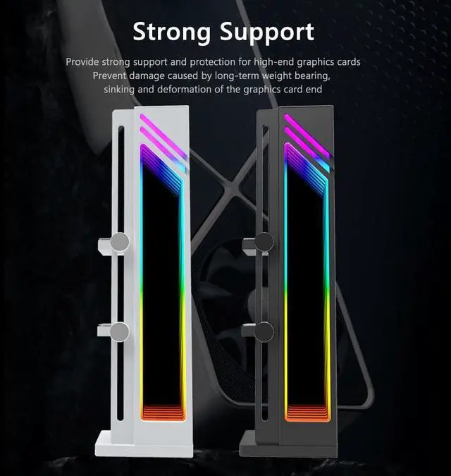 Alt view image 6 of 7 - ARGB Graphics Card Support GPU Stand Adjustable 5V 3PIN Video Card Holder Anti-sag Bracket Magnetic Base Anti-Skid Display Card Brace Rack Computer Graphic Processing Unit Accessories (Black)