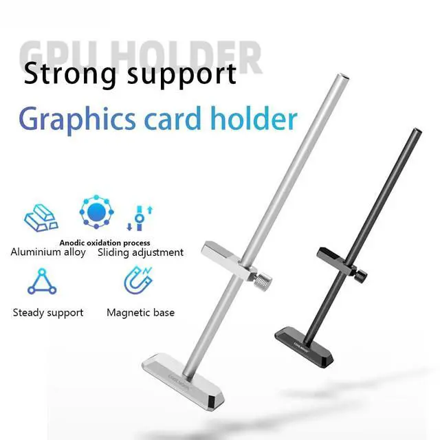 Alt view image 6 of 7 - Aluminum Alloy Graphic Card Bracket Brace Sliding Single/Double Pole Adjustment Height Video Card Sag Holder GPU Stand for ATX/MATX/ITX Chassis (Black, GH-195)