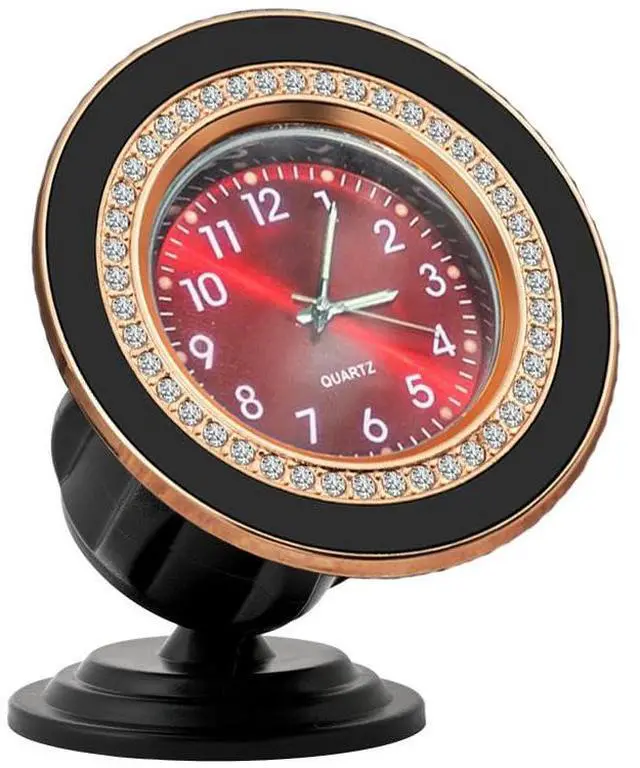 Main image of Clock Magnetic Car Holder Strong Magnet Mini Dial Phone Stand for Car Dashboard Mount 360° Rotation Car Phone Stand Universal for iPhone 15/14/13/12 Pro Max Plus (Red)