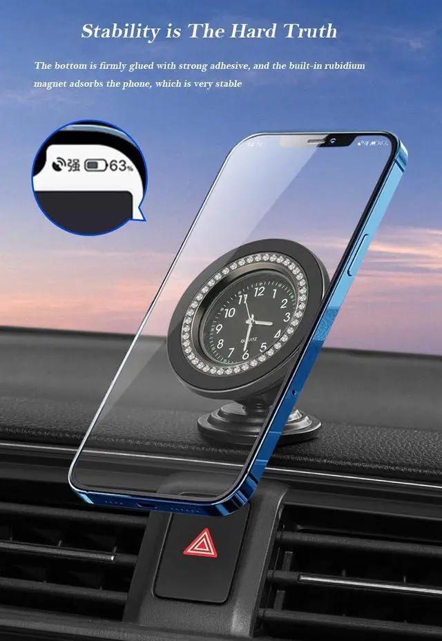 Alt view image 6 of 7 - Clock Magnetic Car Holder Strong Magnet Mini Dial Phone Stand for Car Dashboard Mount 360° Rotation Car Phone Stand Universal for iPhone 15/14/13/12 Pro Max Plus (White)
