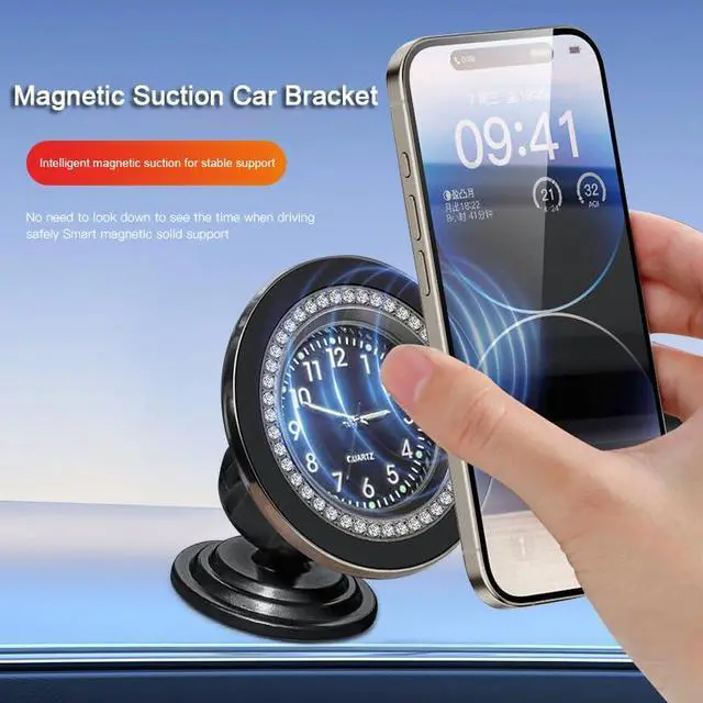 Alt view image 2 of 7 - Clock Magnetic Car Holder Strong Magnet Mini Dial Phone Stand for Car Dashboard Mount 360° Rotation Car Phone Stand Universal for iPhone 15/14/13/12 Pro Max Plus (White)