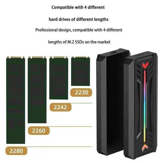 Alt view image 5 of 7 - M2 SSD Enclosure NVMe NGFF 10Gbps M-Key B&M-Key USB3.1 Type C Solid State Drive High Speed Tool Free M.2 Solid State Drive Enclosure