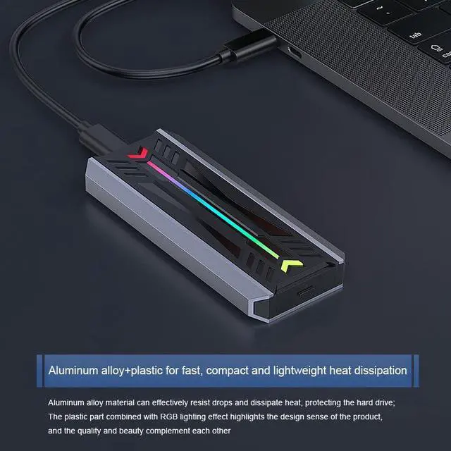 Alt view image 7 of 7 - M2 SSD Enclosure NVMe NGFF 10Gbps M-Key B&M-Key USB3.1 Type C Solid State Drive High Speed Tool Free M.2 Solid State Drive Enclosure