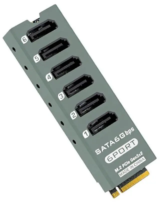 Main image of NVME M2 M-Key Riser Card PCIE3.0 X2 to 6Port SATA3.0 6Gbps Expansion Card M.2 to SATA 3.0 Converter Network Storage Hard Disk Adapter
