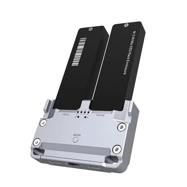 Alt view image 2 of 7 - M.2 SSD Enclosure Offline Cloning M.2 Dual Disk Array NVME/SATA Enclosure 8T PD100W 10Gbps SSD Docking Station Reader