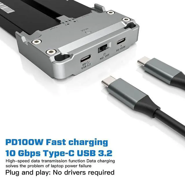 Alt view image 5 of 7 - M.2 SSD Enclosure Offline Cloning M.2 Dual Disk Array NVME/SATA Enclosure 8T PD100W 10Gbps SSD Docking Station Reader