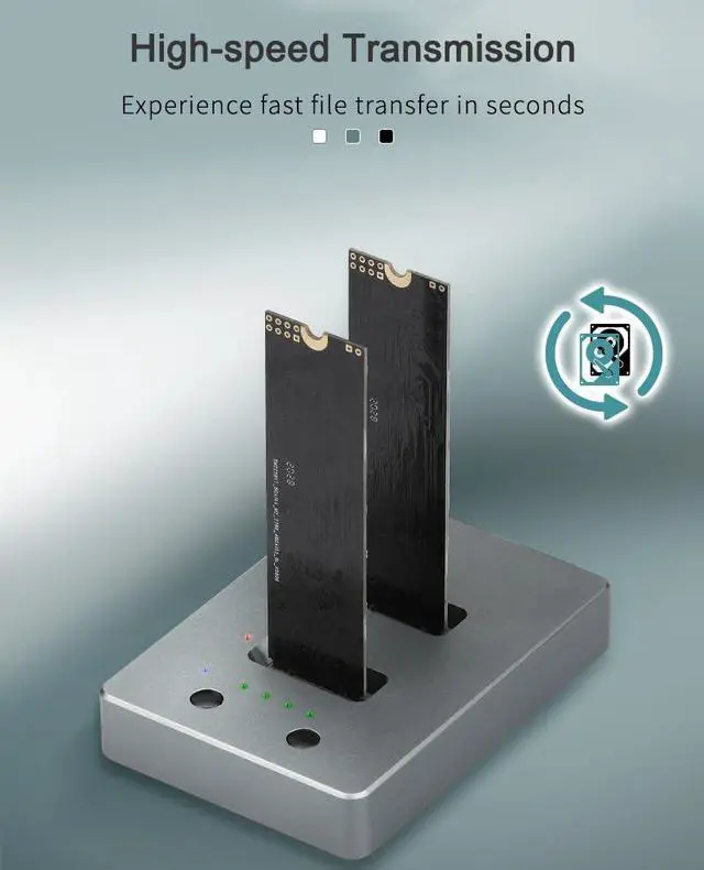 Alt view image 7 of 7 - Dual-Disk Solid State Hard Disk Base Enclosure External SSD Offline Clone Base Duplicator Type-c Copy Base Support 2242 2260 2280 22110 SATA SSD (not for NVMe SSD