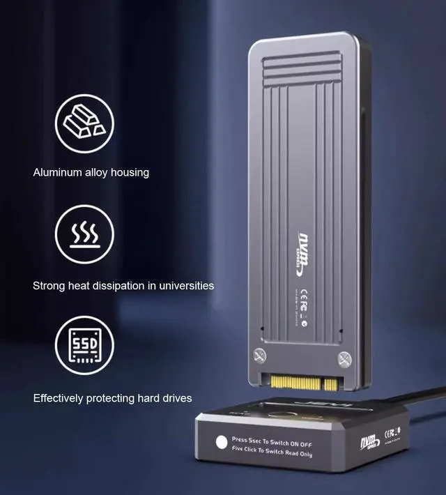 Alt view image 6 of 7 - M.2 NVME SSD Enclosure Docking Station Single Bay SSD Solid State Drive Enclosure for 2230/2242/2260/2280/22110 SSD