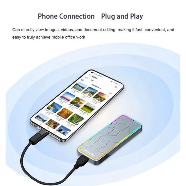 Alt view image 3 of 7 - 256G Mobile Solid-State Drive Portable High-Speed SSD Mobile Solid-State USB Drive Dual-Purpose Mobile Phone Computer External Large Capacity Solid State Drive