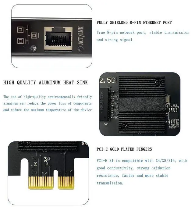 Alt view image 4 of 7 - 2.5Gbase-T Pcie Network Card Intel I226-V Chip 2.5G PCI Express Gigabit Ethernet Card Nic Wired RJ45 LAN Adapter Converter for Window 10/11