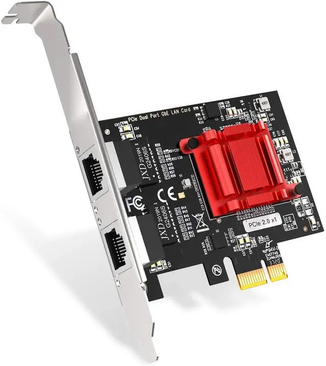 Main image of Dual Port 1Gbps PCIe Network Card with Intel 82576 Chip, Gigabit Ethernet Converged Adapter, 2 RJ45 Ports PCI Express NIC Card for Server Support Windows/Windows Server/Linux/Freebsd/DOS
