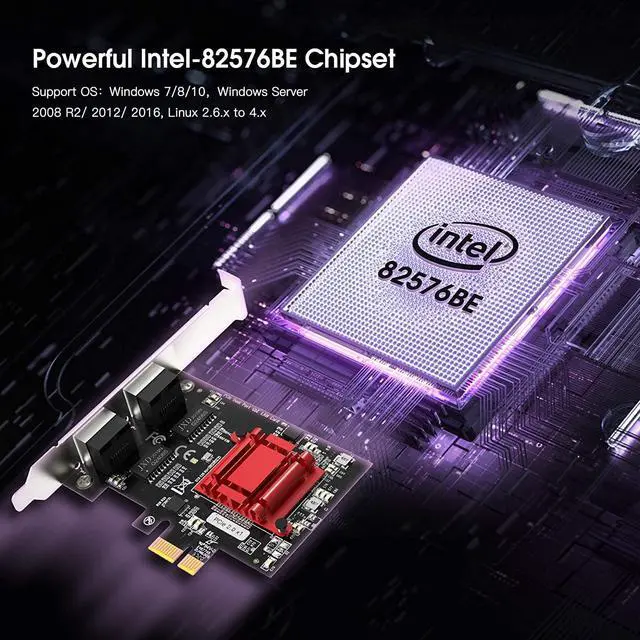 Alt view image 6 of 7 - Dual Port 1Gbps PCIe Network Card with Intel 82576 Chip, Gigabit Ethernet Converged Adapter, 2 RJ45 Ports PCI Express NIC Card for Server Support Windows/Windows Server/Linux/Freebsd/DOS