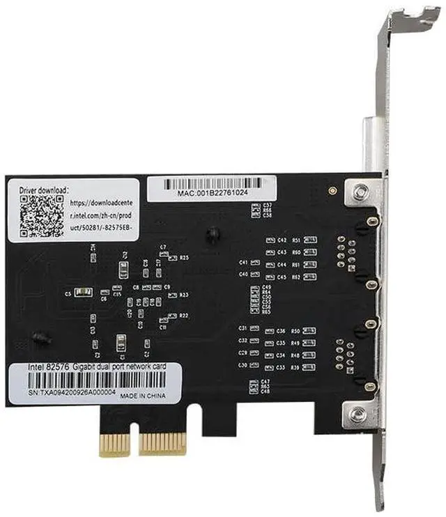 Alt view image 3 of 7 - Dual Port 1Gbps PCIe Network Card with Intel 82576 Chip, Gigabit Ethernet Converged Adapter, 2 RJ45 Ports PCI Express NIC Card for Server Support Windows/Windows Server/Linux/Freebsd/DOS