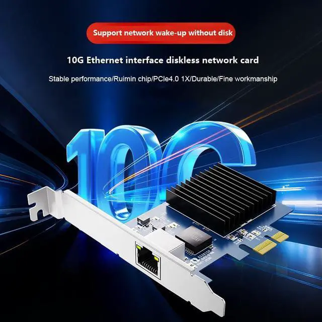 Alt view image 3 of 7 - 1 Port PCIe 10G Ethernet Network Card 10G NIC PCIe4.0-1X RJ45 LAN Card for Realtek8127(PXE) Multi-Gigabit Network Speeds