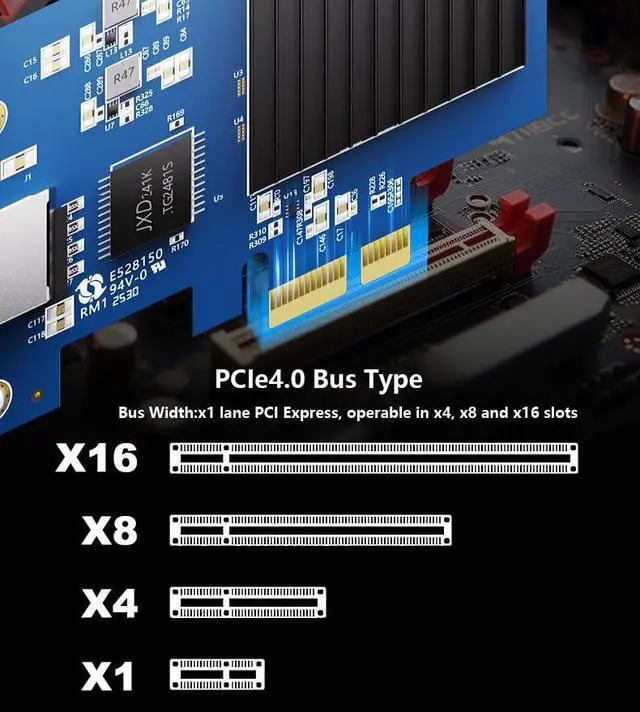 Alt view image 6 of 7 - 1 Port PCIe 10G Ethernet Network Card 10G NIC PCIe4.0-1X RJ45 LAN Card for Realtek8127(PXE) Multi-Gigabit Network Speeds