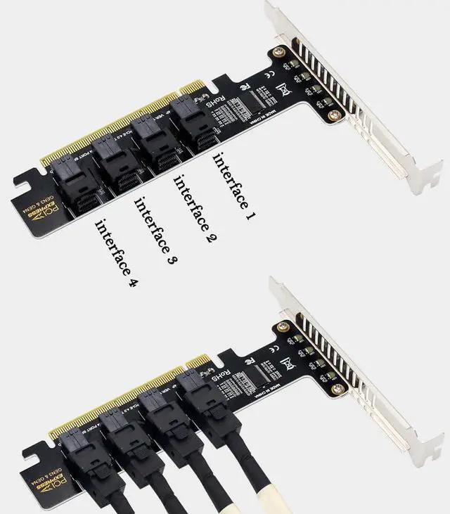 Alt view image 5 of 7 - PCI-E X16 to SFF-8643 U.2 4-Port Expansion Card PCI Express to U2 SFF-8639 Expansion Card for Windows (Pay Attention to Compatibility)